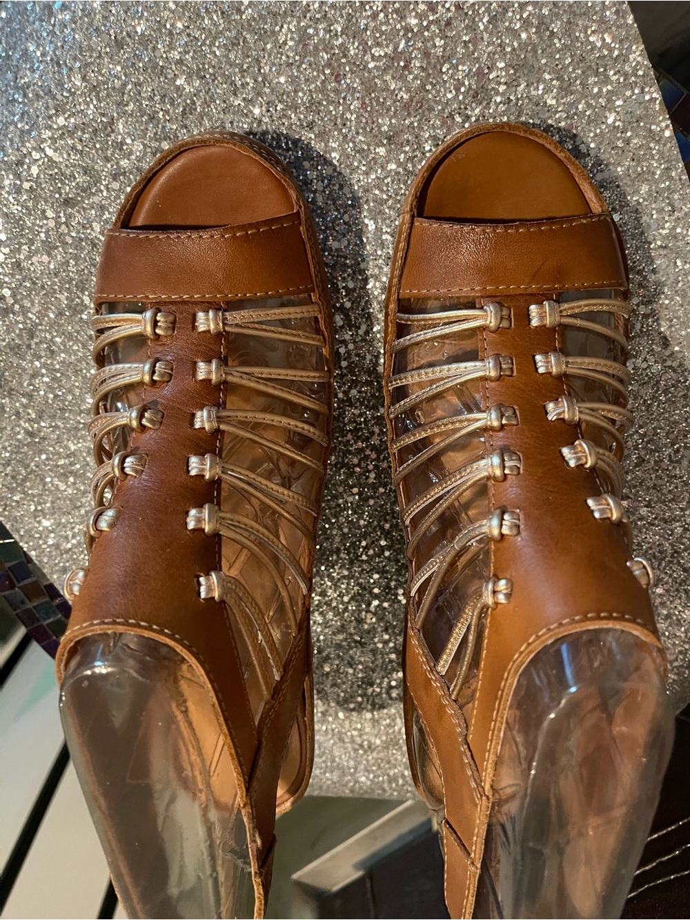 PIKOLINOS Tan Leather Gladiator Sandals